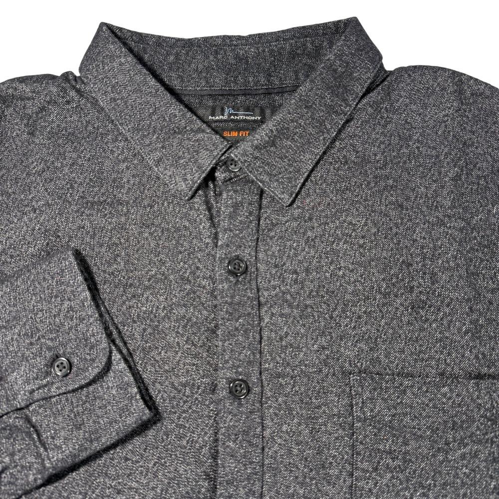 Marc Anthony‎ Mens Slim Fit Long Sleeve Button Up Shirt Gray XXL